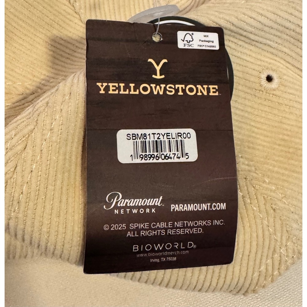 Yellowstone Dutton Ranch corduroy baseball cap green brim beige mens womens‎ - Picture 3 of 5